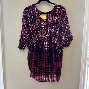 Maeve Purple and Pink Patterned Mini Dress-XS